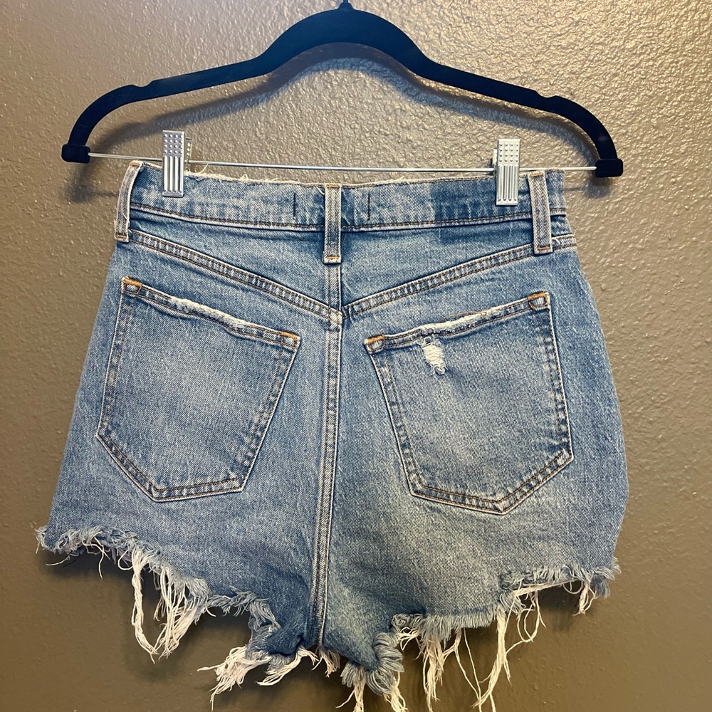 Abercrombie & Fitch Curve Love Blue Jean Shorts Vintage Distressed - Picture 2 of 3